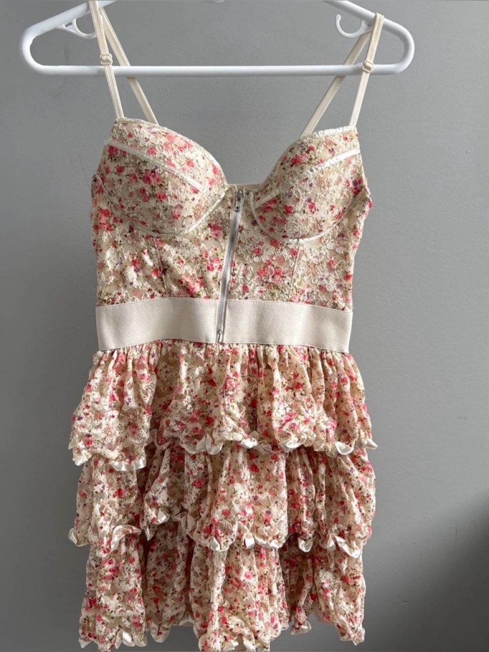 Rachael & Chloe Cream Floral Ruffle Mini Dress